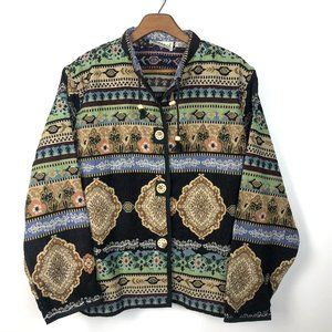 80s Bold Eclectic Tribal Tapestry Jacket FLASHBACK Vintage 3x